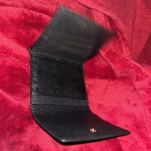 Tory Burch Trifold Compact Wallet in Black Pebbled Leather - Picture 6 of 16